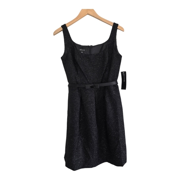 $139 Jones New York Dress Women 10P Black Textured Sparkle Pleated Bow Elegant - Picture 1 of 16